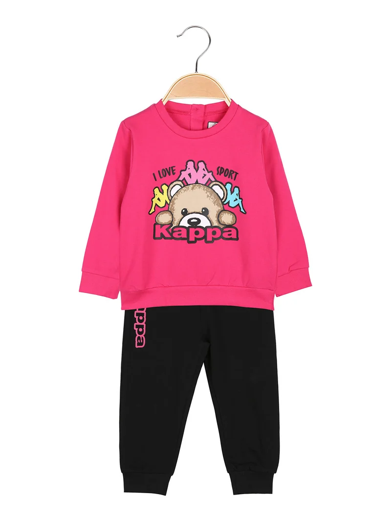 Completo tuta da neonata 2 pezzi con felpa e pantaloni in cotone - fucsia