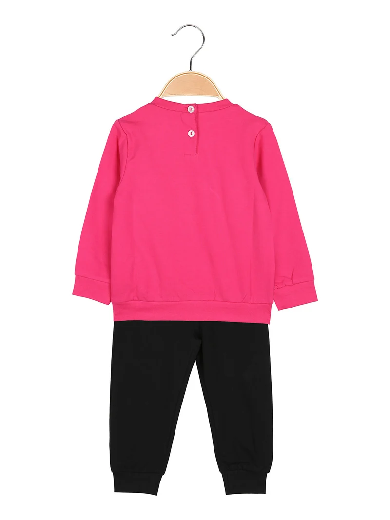 Completo tuta da neonata 2 pezzi con felpa e pantaloni in cotone - fucsia