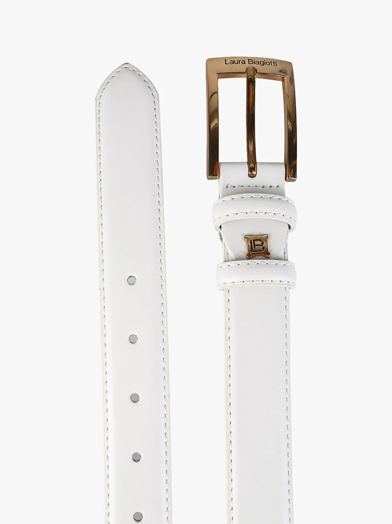 Cintura da donna in pelle rivestita - bianco