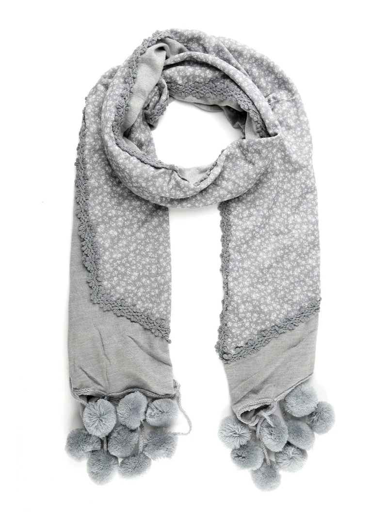 Sciarpa donna con pom pon - grigio
