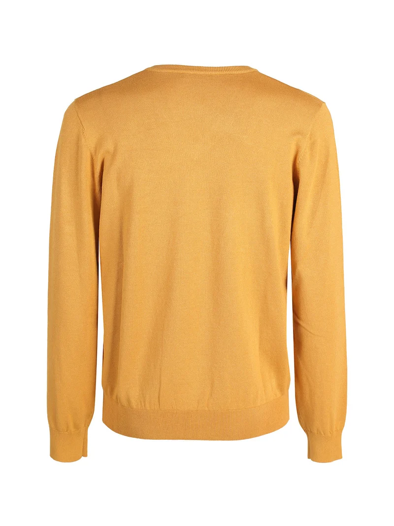 Pullover da uomo in maglia con scollo a V - senape