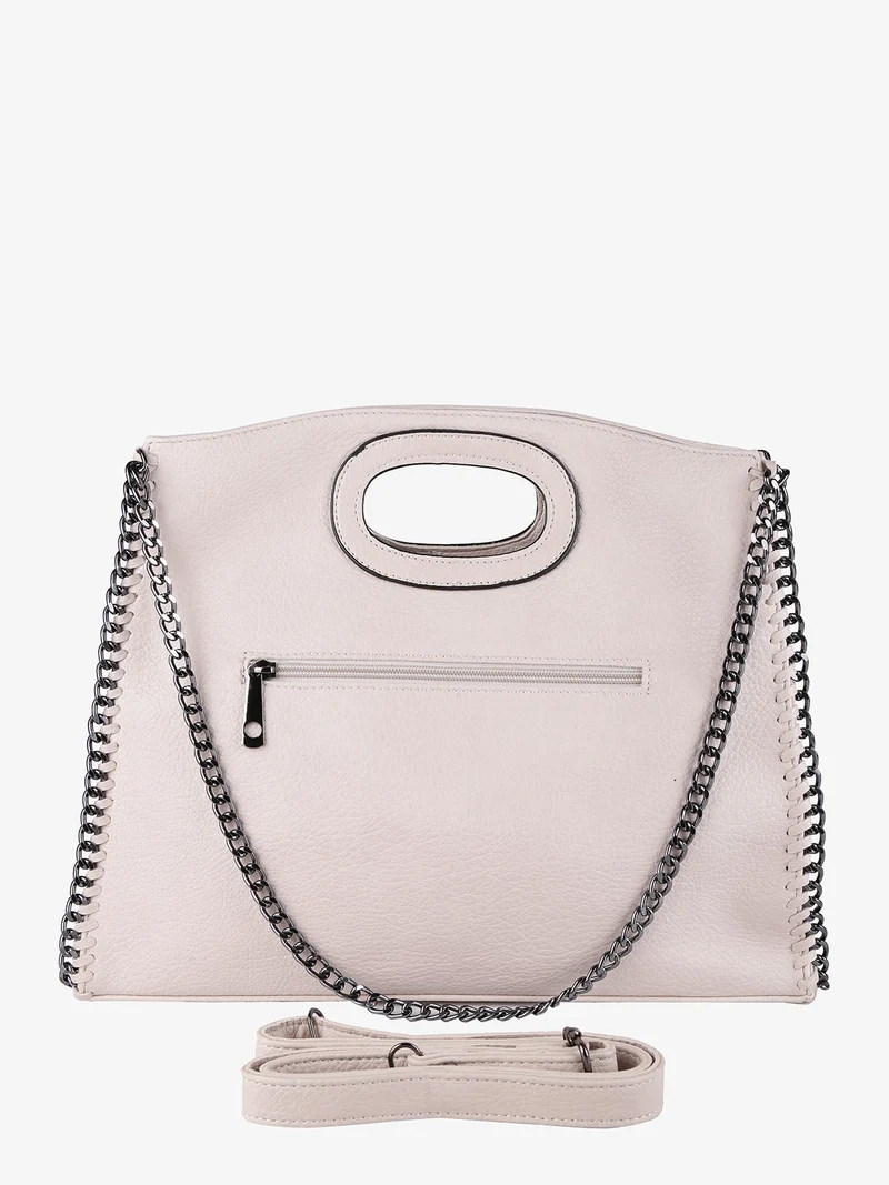 Borsa a mano con dettagli a catena - beige