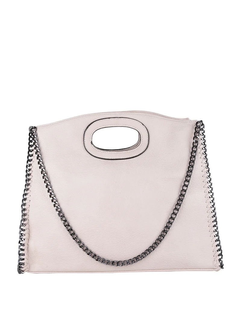 Borsa a mano con dettagli a catena - beige