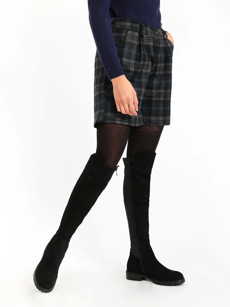 Shorts donna a quadri - blu scuro