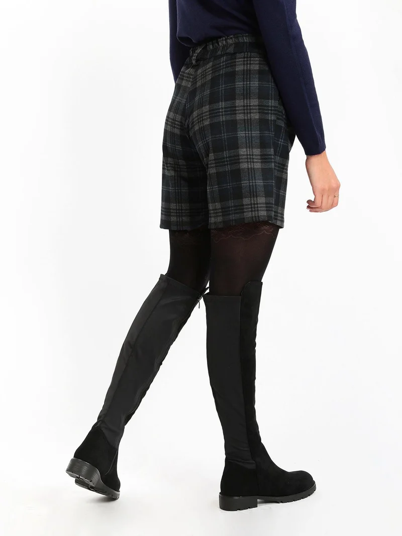 Shorts donna a quadri - blu scuro