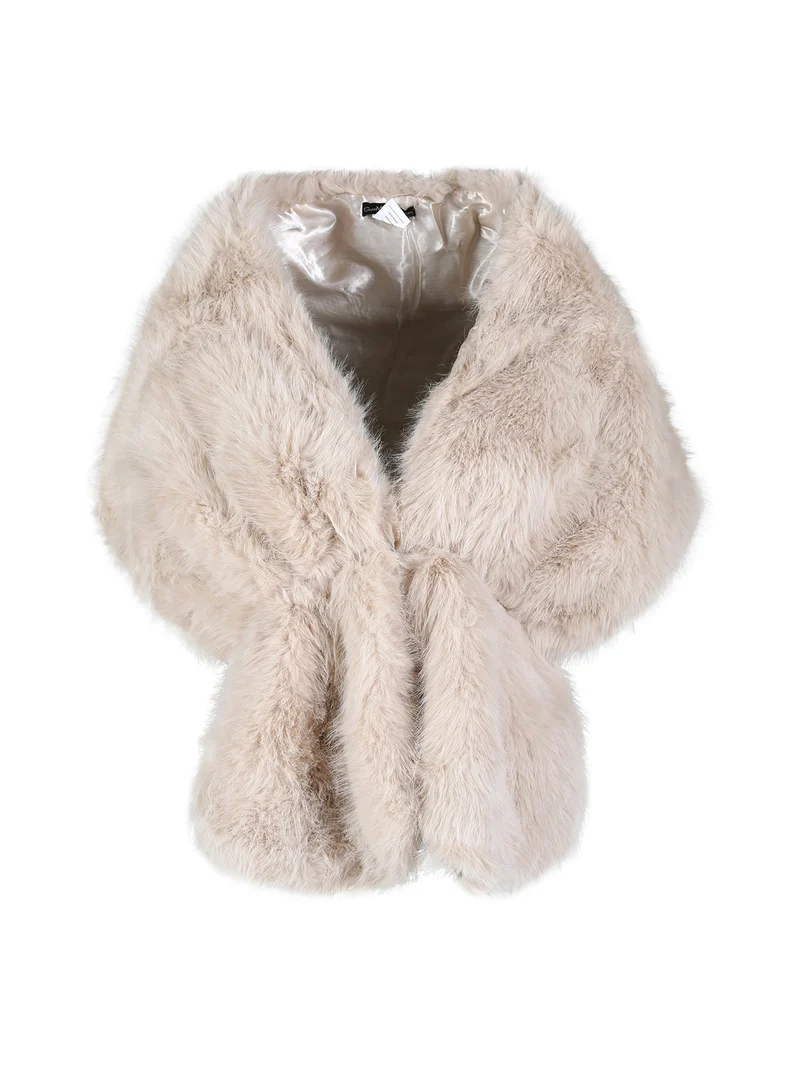 Scialle donna in pelliccia sintetica - beige