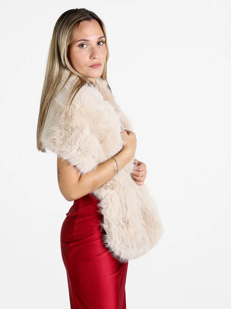 Scialle donna in pelliccia sintetica - beige