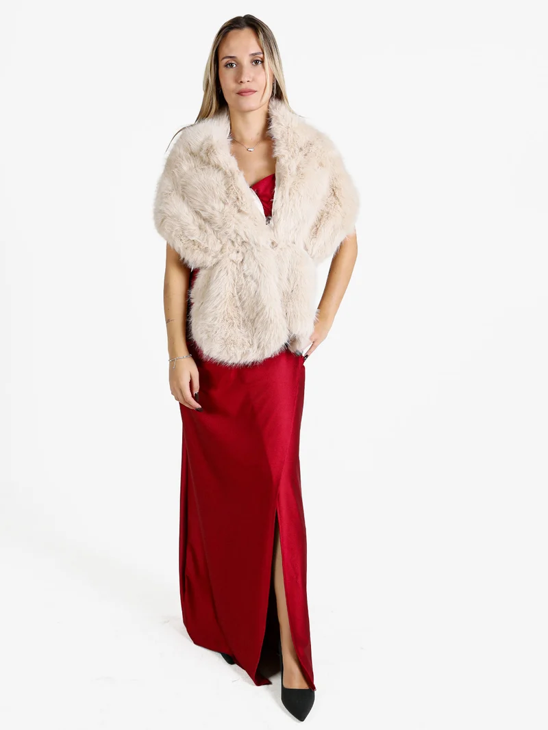 Scialle donna in pelliccia sintetica - beige