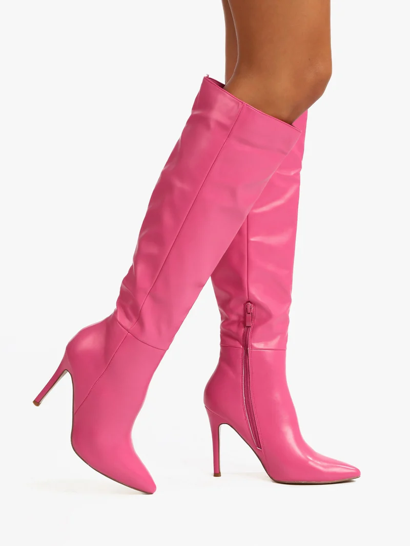 Stivali donna con tacco a spillo - fucsia