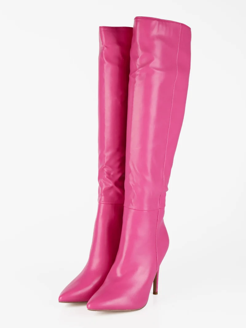 Stivali donna con tacco a spillo - fucsia