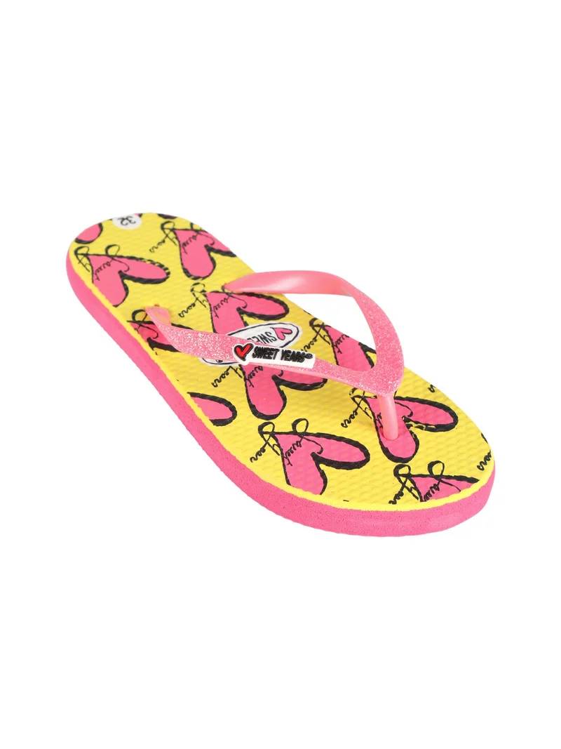 Infradito da bambina con cuori - giallo