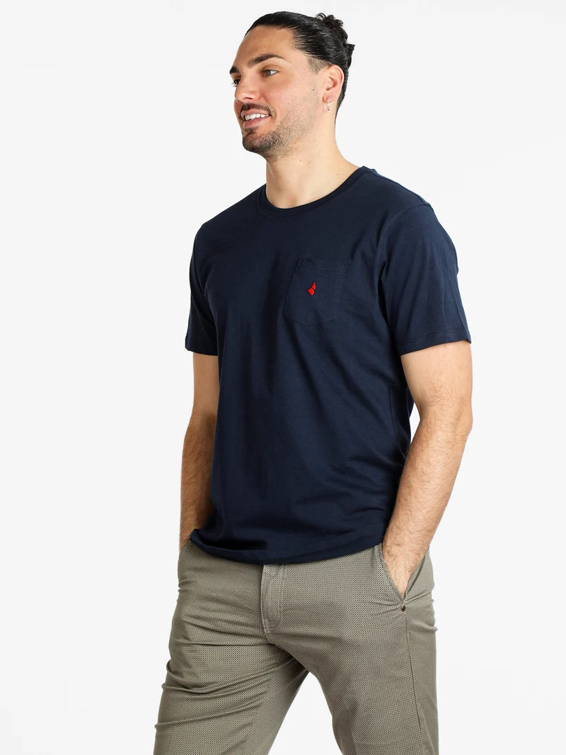 T-shirt uomo manica corta con taschino - blu scuro