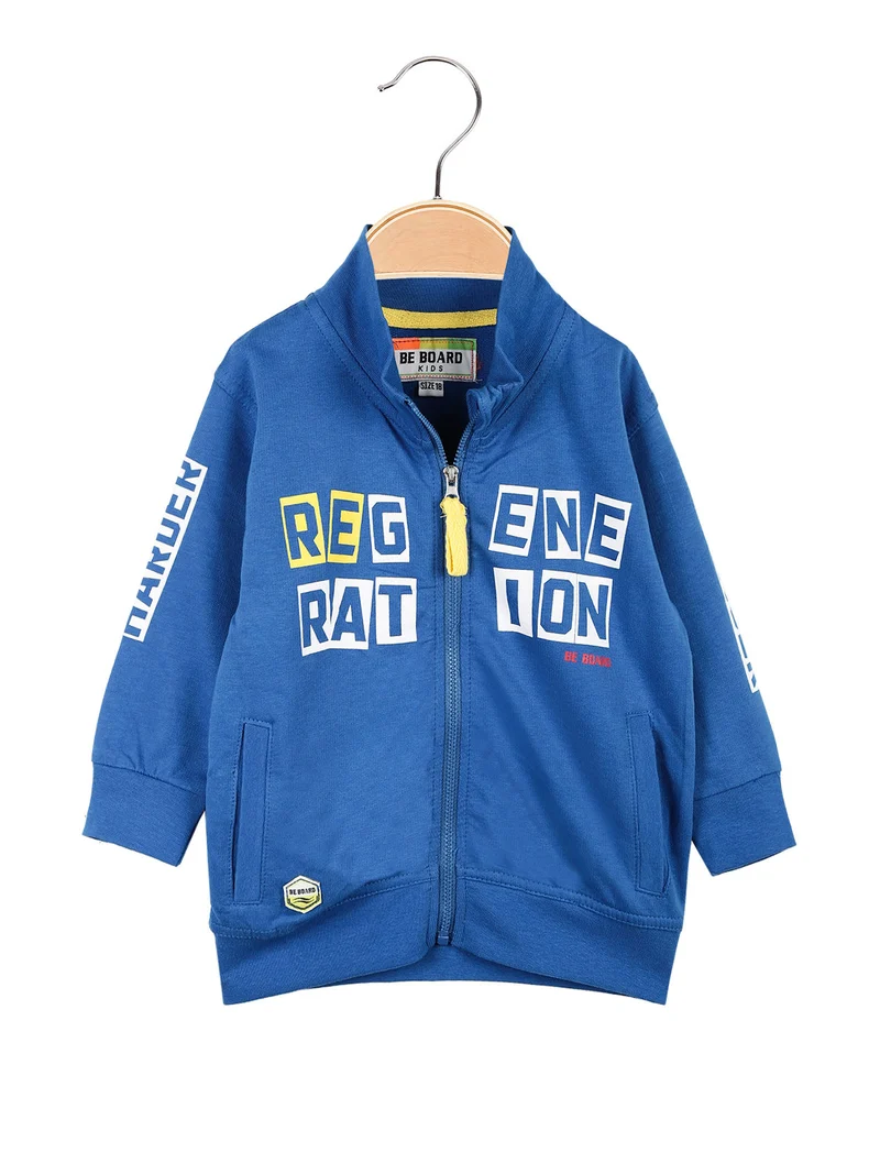 Felpa neonato con cappuccio e zip - blu