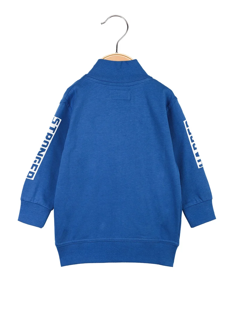 Felpa neonato con cappuccio e zip - blu
