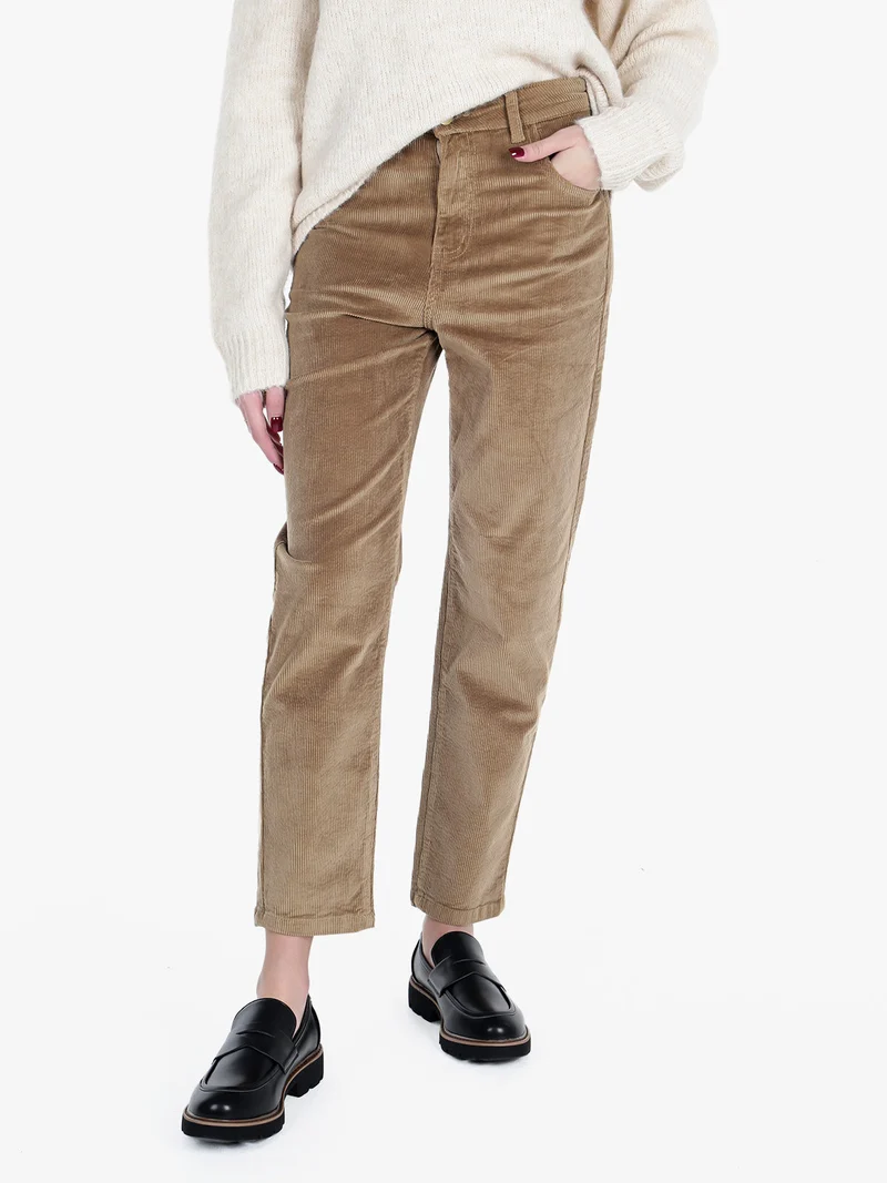 Pantaloni donna in velluto a coste - khaki
