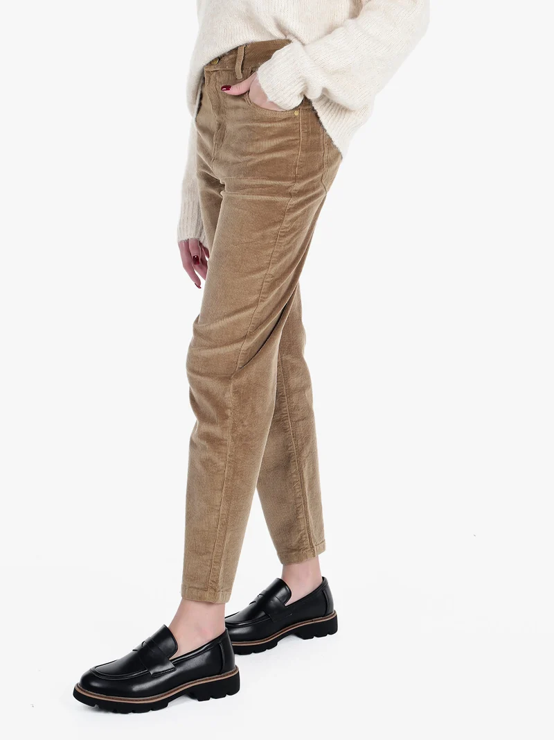 Pantaloni donna in velluto a coste - khaki