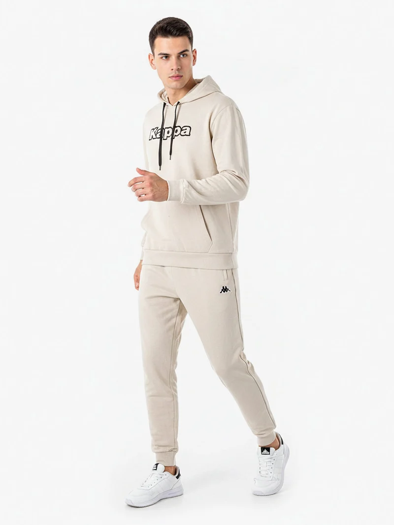 Completo tuta da uomo 2 pezzi con cappuccio in misto cotone - beige