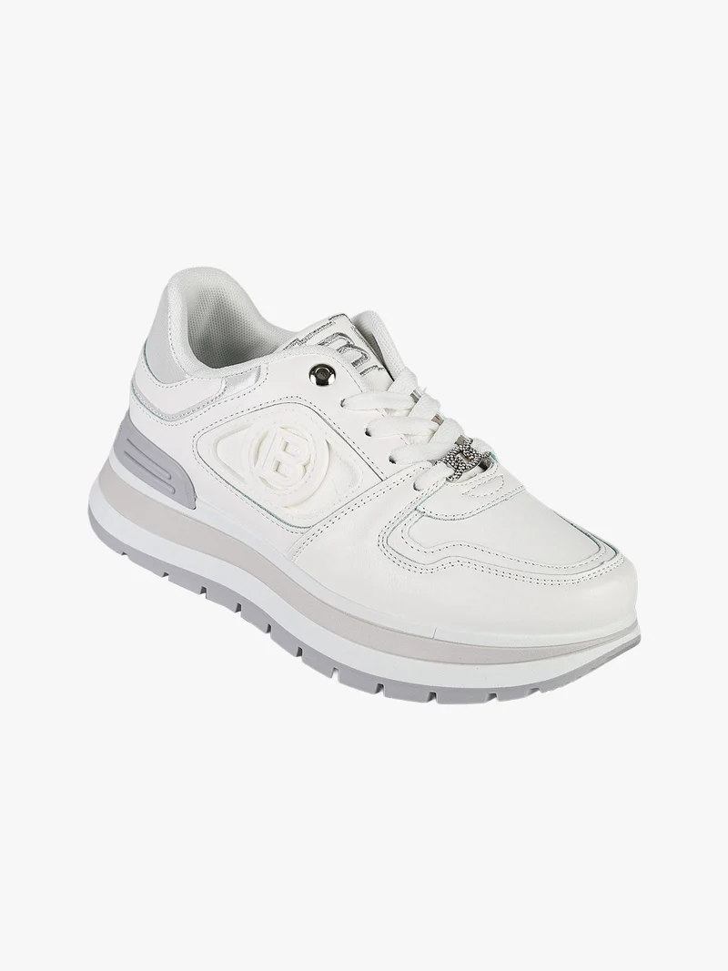 Sneakers donna stringate con platform - bianco