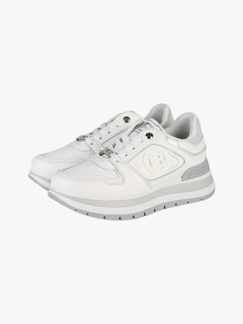 Sneakers donna stringate con platform - bianco