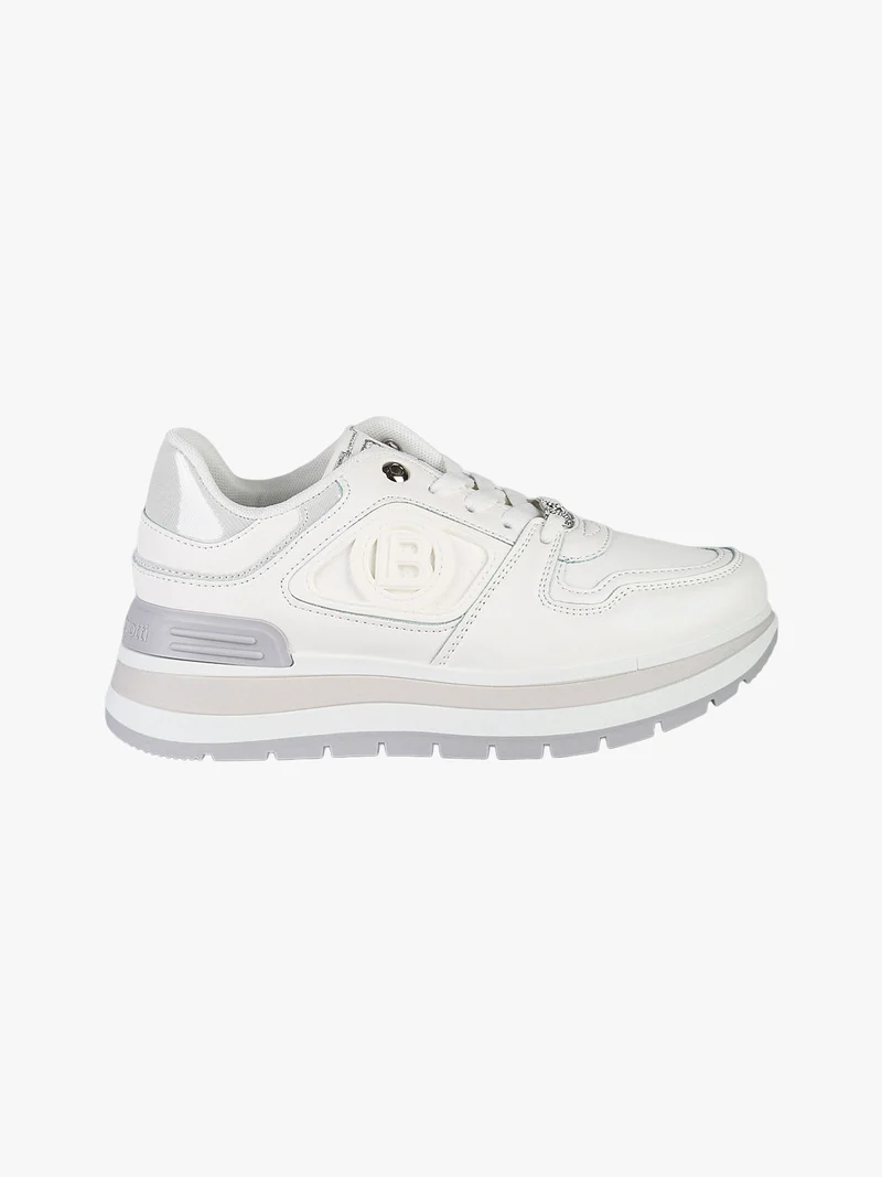Sneakers donna stringate con platform - bianco