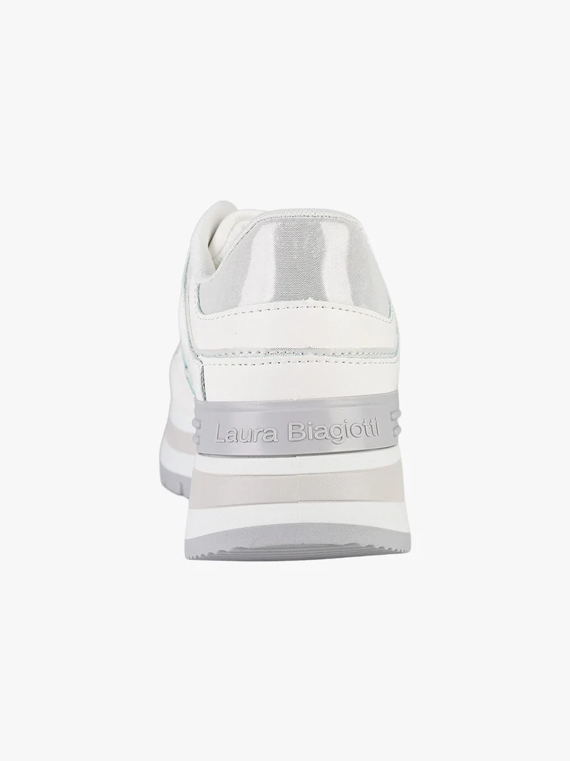 Sneakers donna stringate con platform - bianco