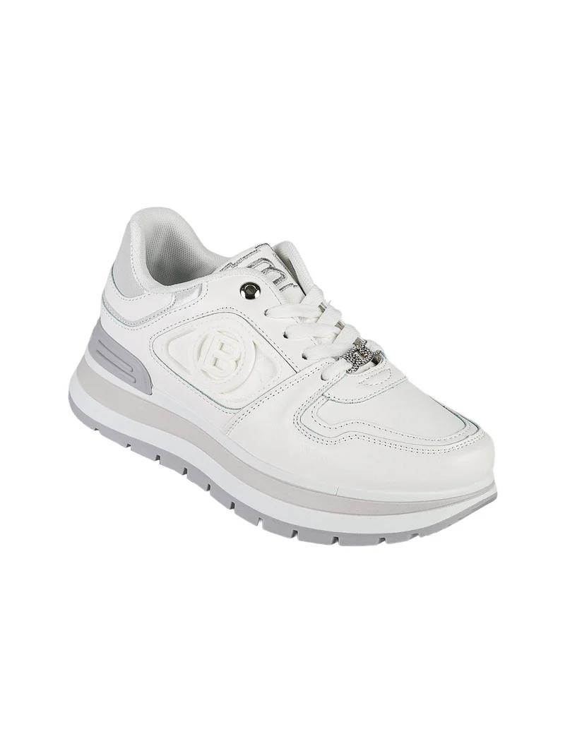 Sneakers donna stringate con platform - bianco