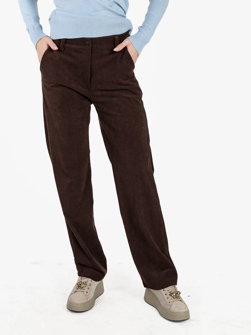 Pantaloni donna in velluto a coste - moro