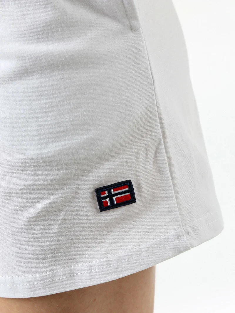 Shorts donna sportivi in cotone con coulisse e logo - bianco