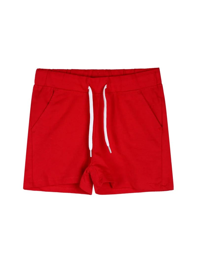 Completo corto da bambina in cotone con t-shirt e shorts con coulisse - rosa