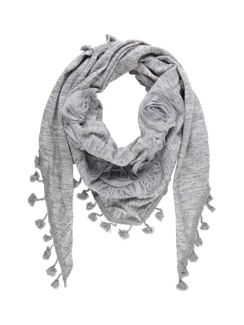 Sciarpa donna con nappine - grigio