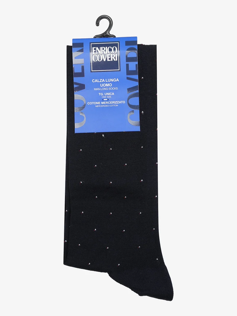 Calze lunghe da uomo in cotone mercerizzato - blu scuro