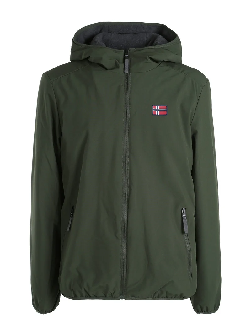 Giubbotto impermeabile da uomo con cappuccio e zip - militare