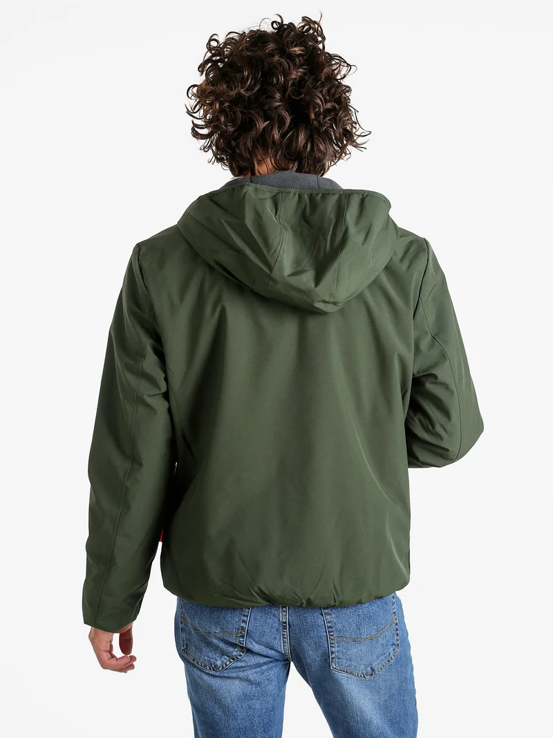 Giubbotto impermeabile da uomo con cappuccio e zip - militare