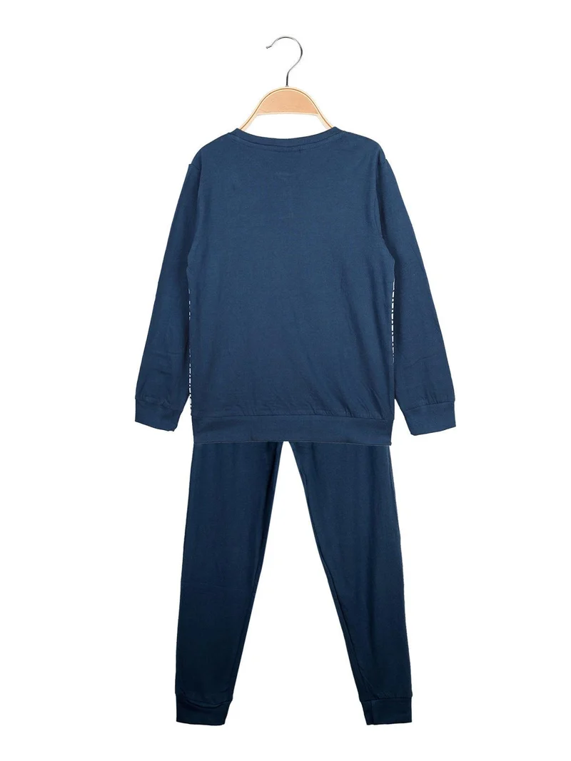 Pigiama lungo in cotone - blu scuro