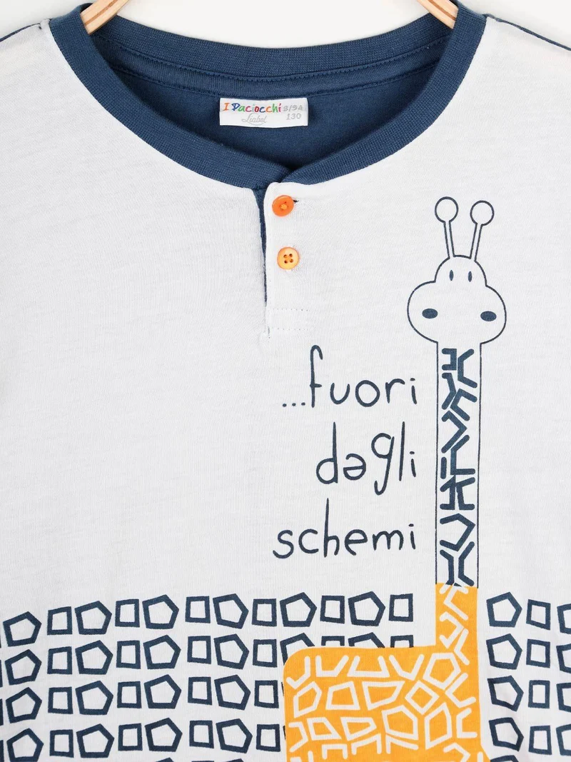 Pigiama lungo in cotone - blu scuro