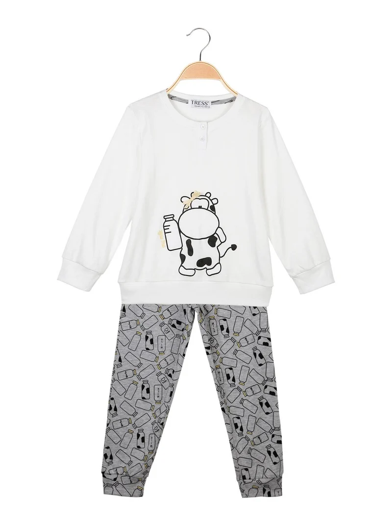 Pigiama in cotone con disegno - bianco