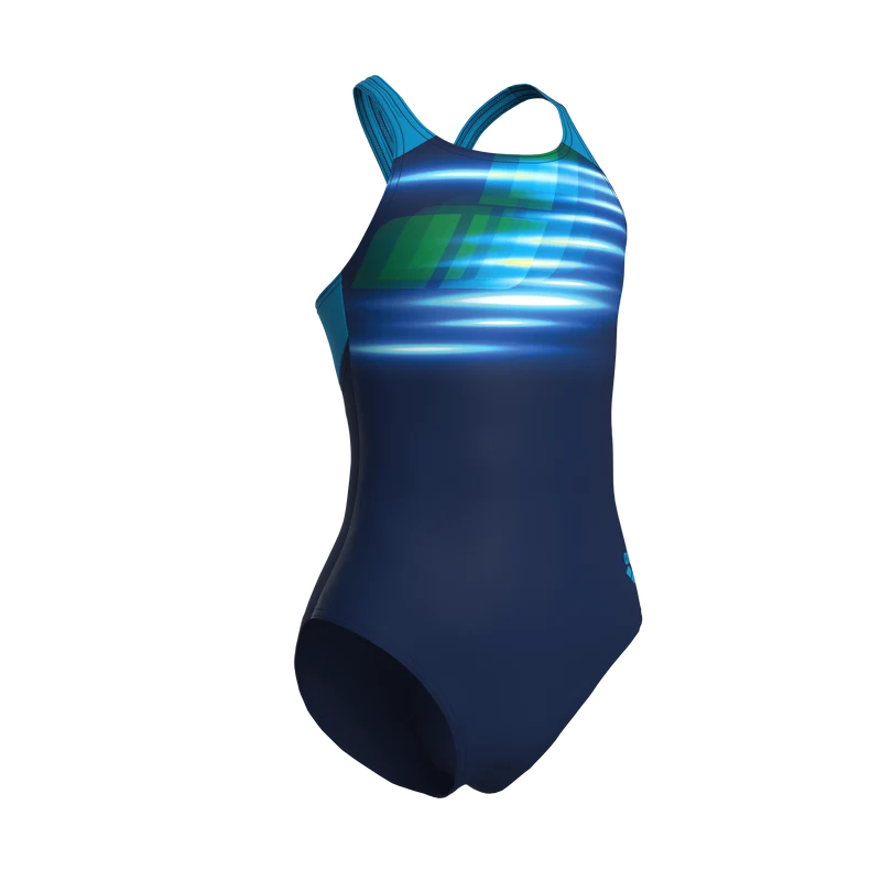 ARENA Mädchen Badeanzug Fading V Back, MaxFit Eco