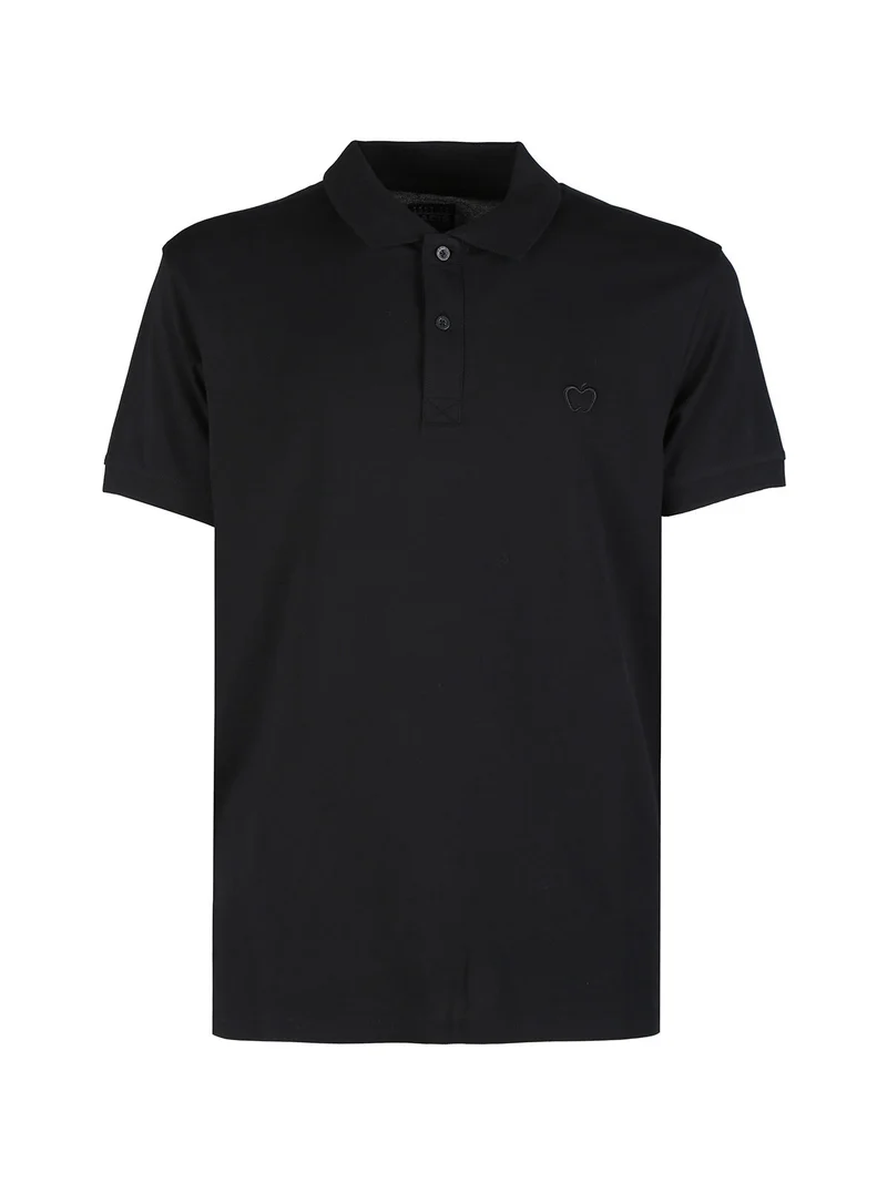 Polo da uomo a maniche corte in cotone - nero