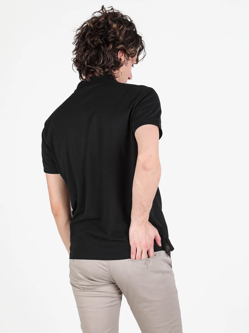Polo da uomo a maniche corte in cotone - nero