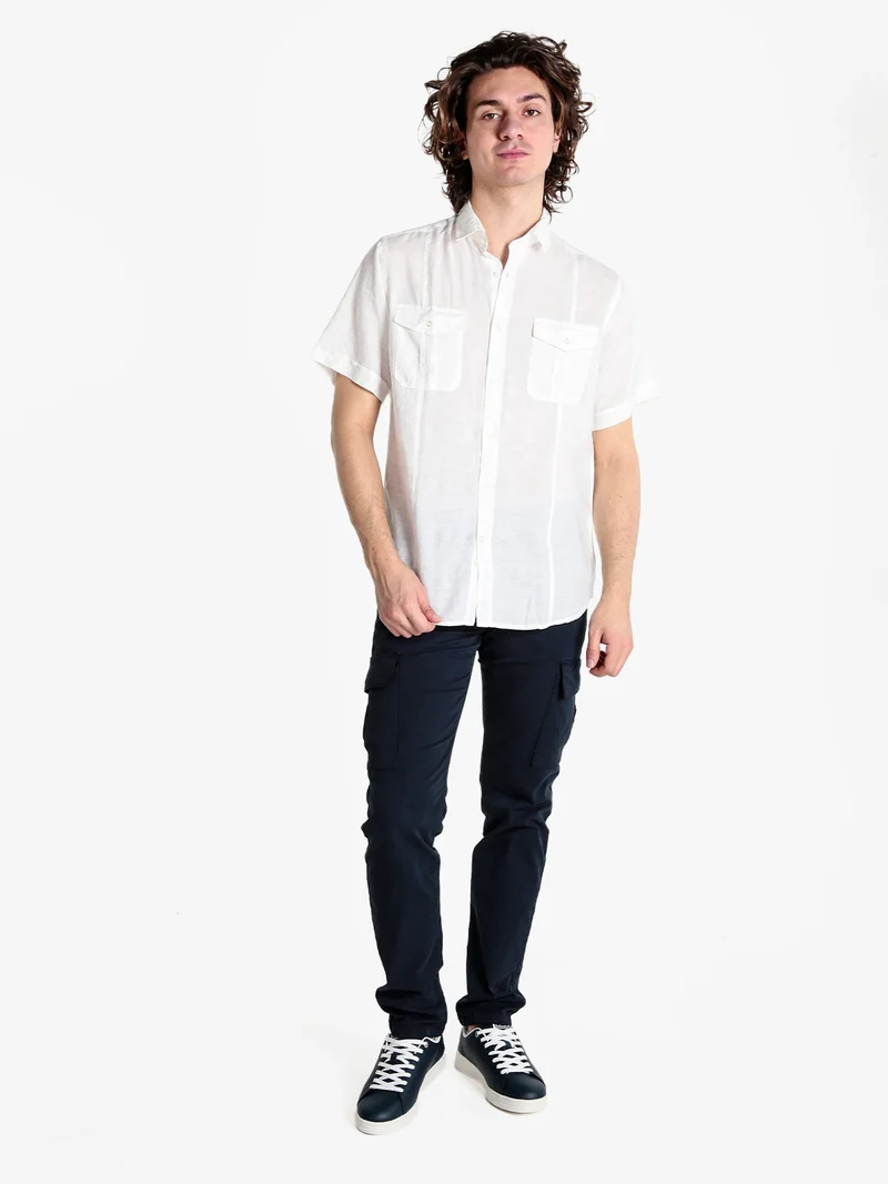 Pantaloni cargo da uomo in cotone - blu scuro