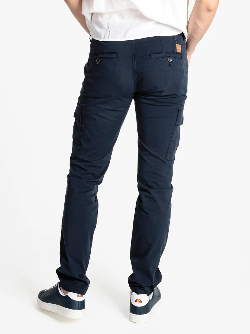 Pantaloni cargo da uomo in cotone - blu scuro