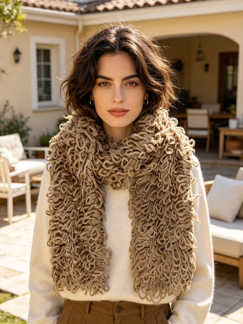 Sciarpa donna in misto lana - marrone