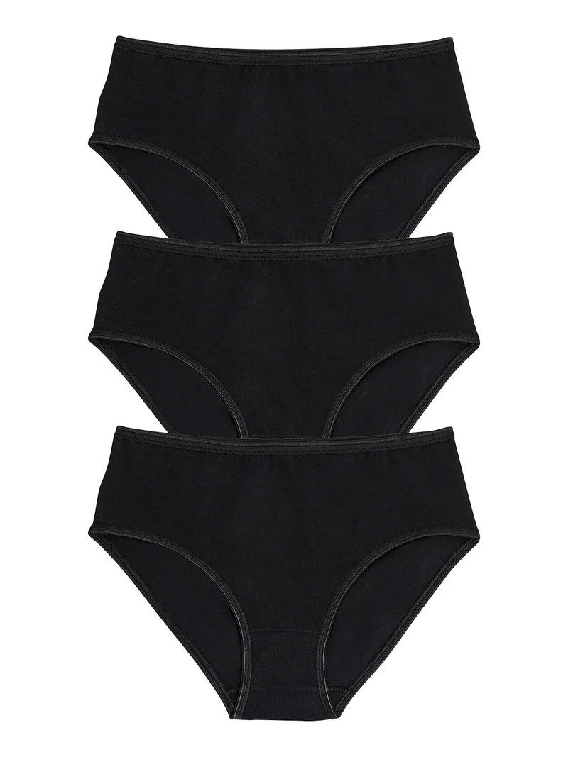 Confezione da 3 midi slip in cotone bielastico - nero