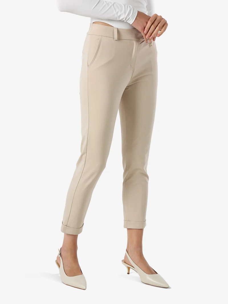 Pantaloni da donna a gamba dritta con risvolto - beige