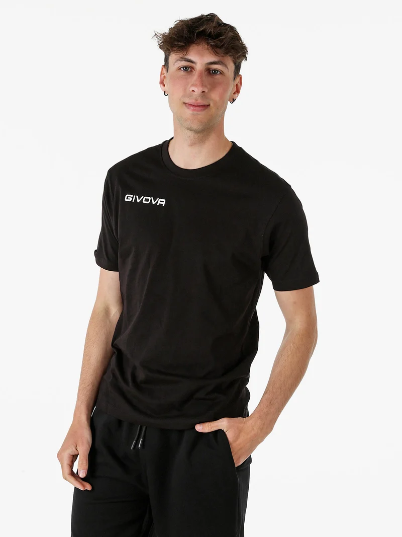 T-shirt girocollo da uomo in cotone - nero