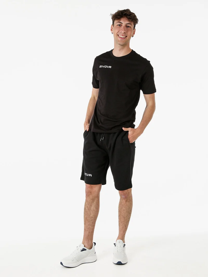 T-shirt girocollo da uomo in cotone - nero