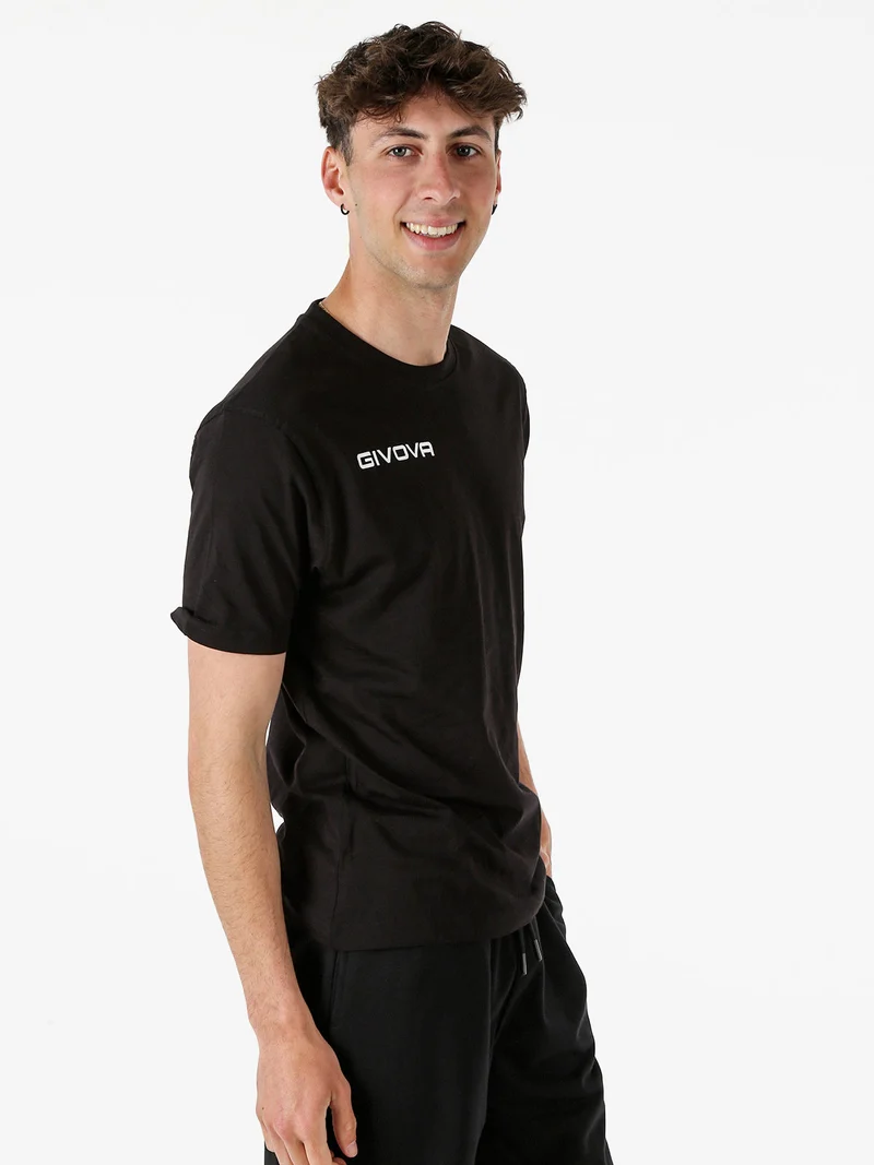 T-shirt girocollo da uomo in cotone - nero