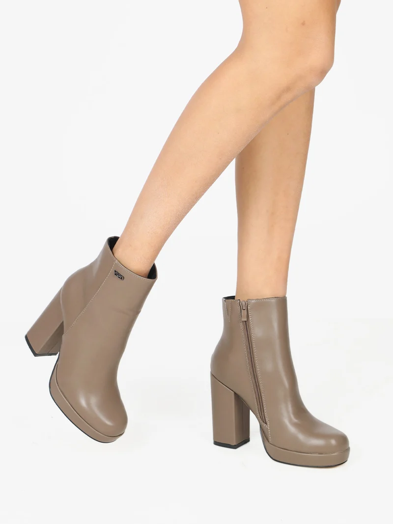 Tronchetti donna con tacco e plateau - taupe