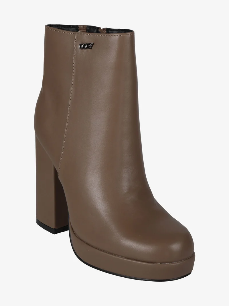 Tronchetti donna con tacco e plateau - taupe