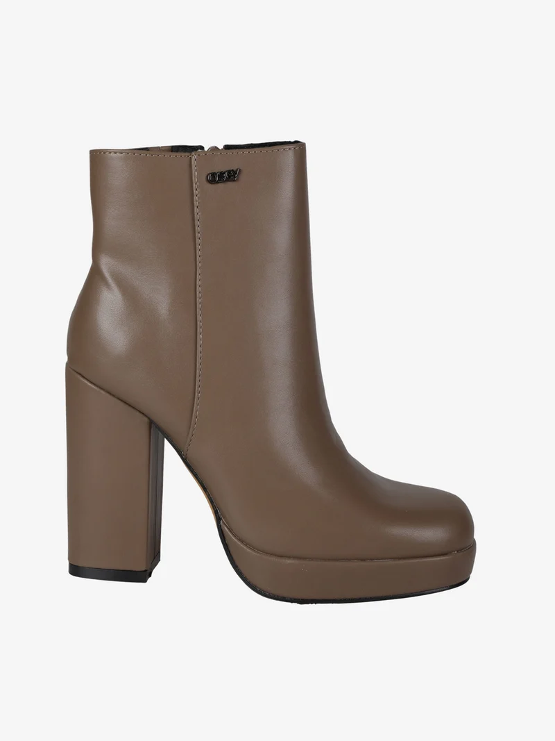 Tronchetti donna con tacco e plateau - taupe